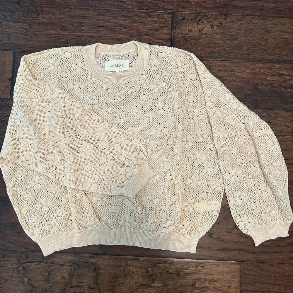 The Great. Crochet pullover - Natural